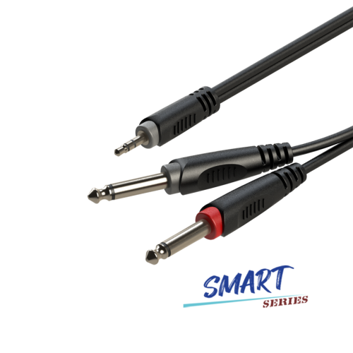 Kabel audio Jack 3.5 stereo 2xJack 6.3 mono 2m Roxtone SAYC130L2 1.png